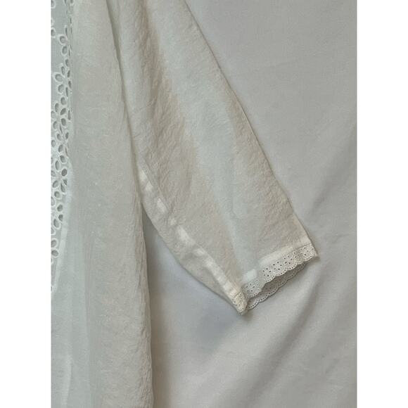 Sundance Women's Small White Sheer Lace Button Front Blouse 3/4 Sleeve Elegant - Picture 8 of 9